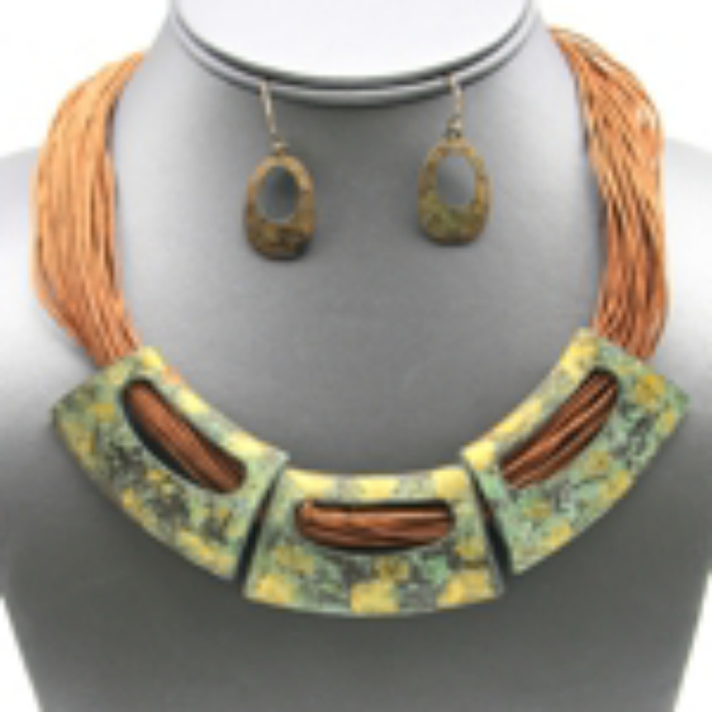 Multi Strand Patina Collar Necklace